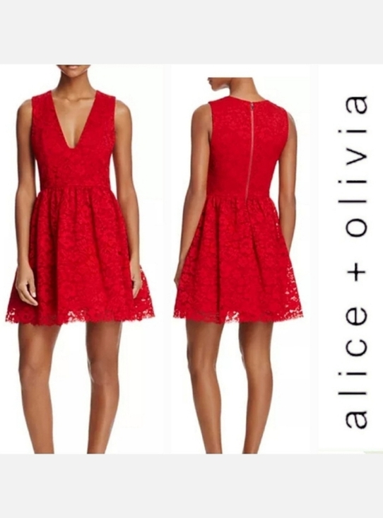 Alice + Olivia Dresses & Skirts - Alice + Olivia Kappa Lace A-line Dress Deep Ruby Red Sz 10